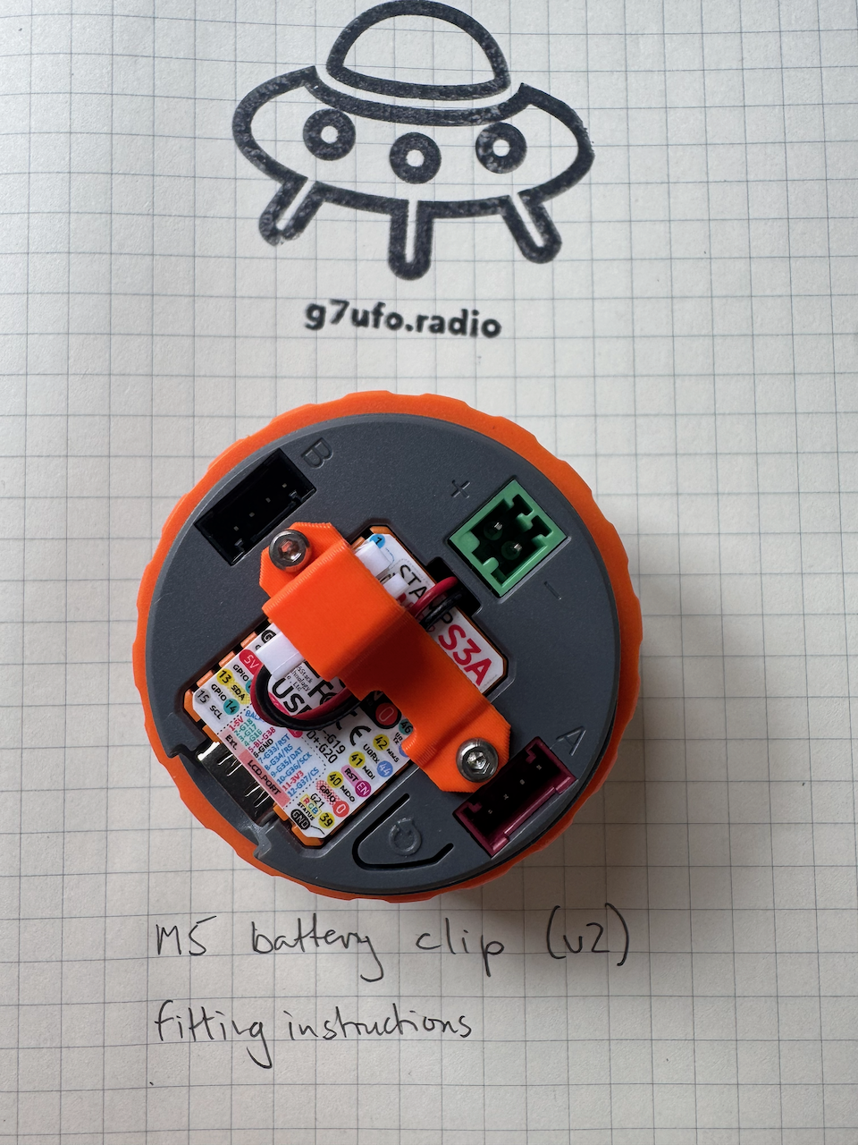 M5 Dial with the battery adapter fitted